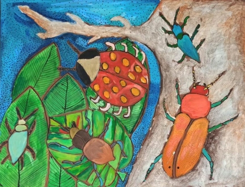 Galeria dla Wystawa "Do biedronki przyszedł żuk... czyli malarskie, rysunkowe i graficzne opowieści o owadach"