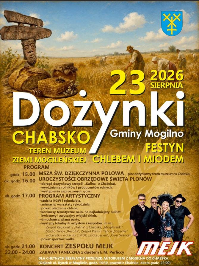 Ilustracja do wpisu: Dożynki Gminy Mogilno – Festyn „Chlebem